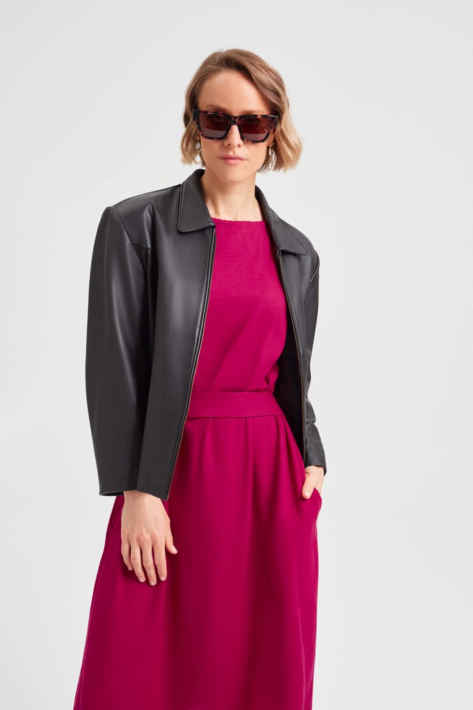 Sati | Midi Dress with Boat Neck in Cherry Red from AYANI