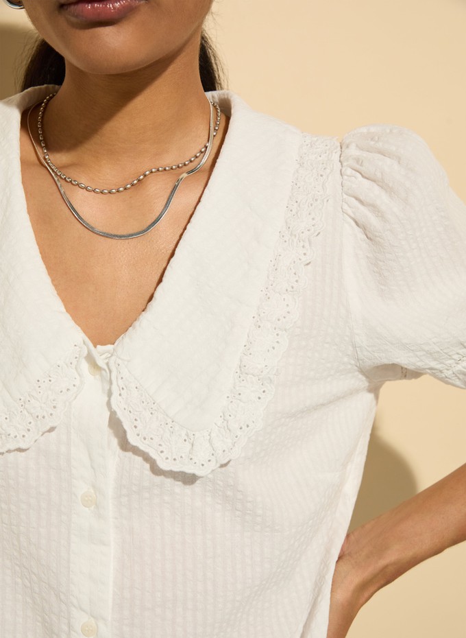 Marti Organic Cotton Broderie Detail Blouse from Baukjen