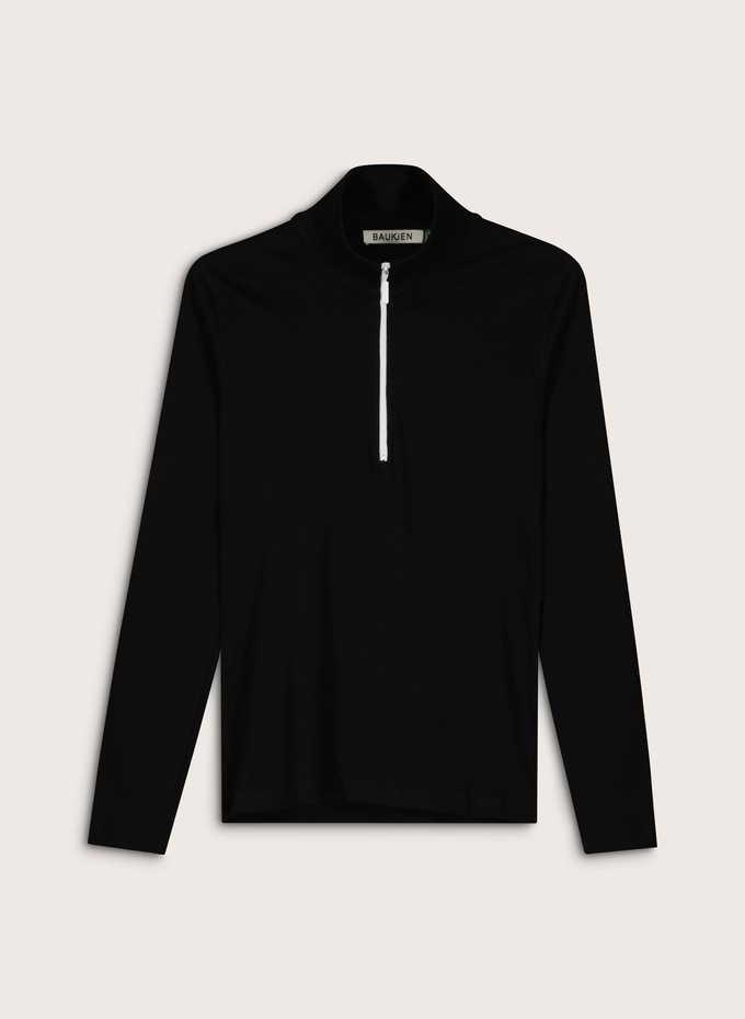 Clayton Organic Cotton Zip Turtleneck Top from Baukjen