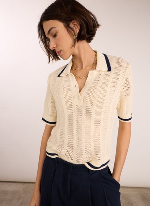 Janice Organic Cotton Knitted Polo Top from Baukjen