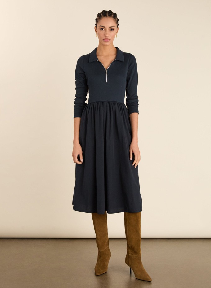 Kate Fabric Mix Zip Collar Dress from Baukjen