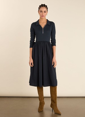 Kate Fabric Mix Zip Collar Dress from Baukjen