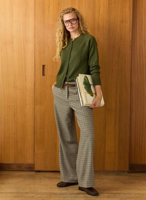 Suna Wool Blend Crew Neck Cardigan from Baukjen