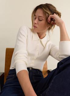 Kelly Ribbed Button-Down Top via Baukjen