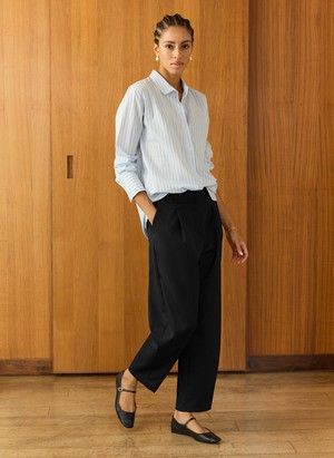 Evora Wool Blend Barrel Leg Trousers from Baukjen