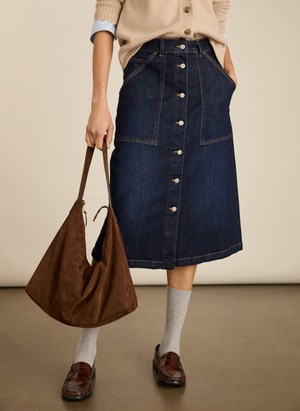 Bobbie Organic Cotton Stretch Denim Midi Skirt from Baukjen