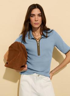 Naomi Organic Rib Zip Collar Top via Baukjen