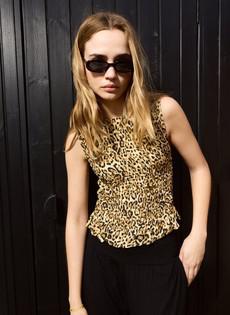 Maggie Printed Sleeveless Smocked Top via Baukjen