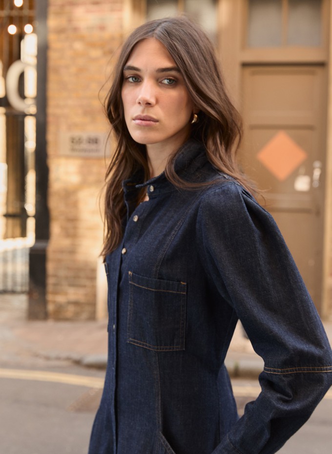 Channing Organic Denim Midi Dress from Baukjen