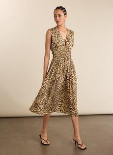 Kyrah Printed Waisted Midi Dress via Baukjen