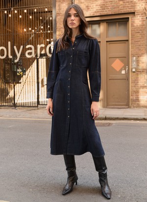 Channing Organic Denim Midi Dress from Baukjen