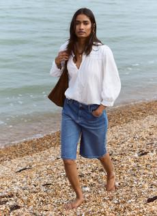 Britney Organic Cotton Stretch Denim Shorts via Baukjen