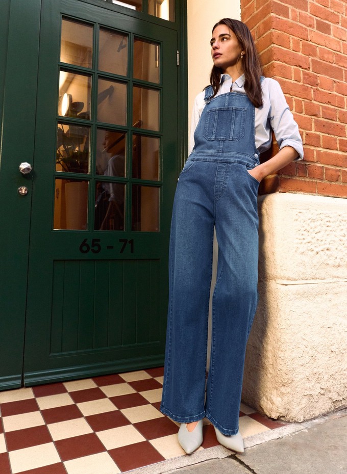 Joanna Organic Cotton Stretch Wide Leg Dungarees from Baukjen