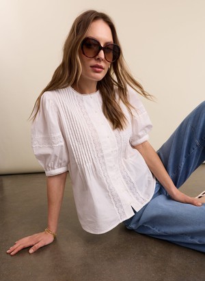 Augusta Organic Cotton Broderie Detail Blouse from Baukjen