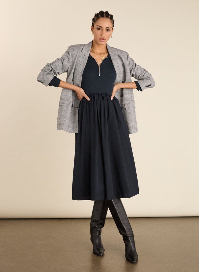 Kate Fabric Mix Zip Collar Dress from Baukjen