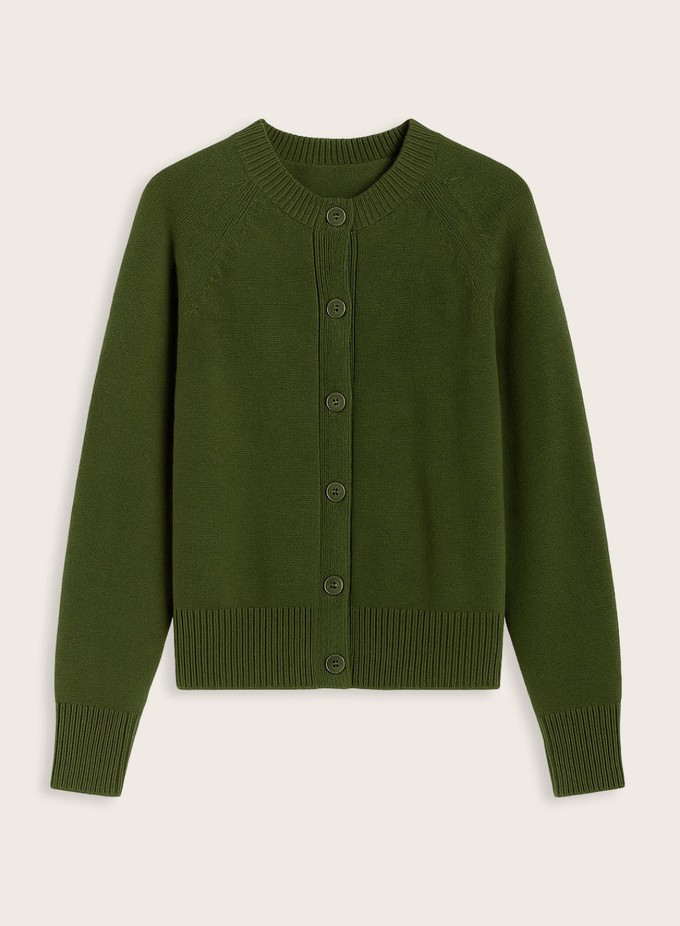 Suna Wool Blend Crew Neck Cardigan from Baukjen
