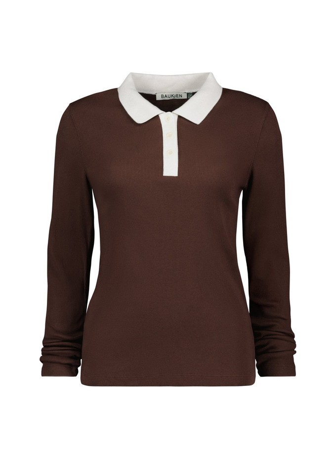 Ellison Contrast Collar Rib Polo Top from Baukjen