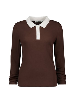 Ellison Contrast Collar Rib Polo Top from Baukjen