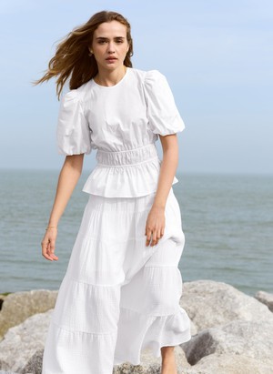 Rhoda Organic Cheesecloth Tiered Maxi Skirt from Baukjen