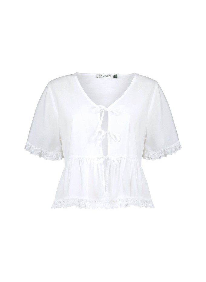 Emma Organic Cotton Broderie Detail Pyjama Top from Baukjen