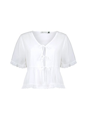 Emma Organic Cotton Broderie Detail Pyjama Top from Baukjen