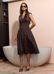 Kyrah Cotton Waisted Midi Dress via Baukjen