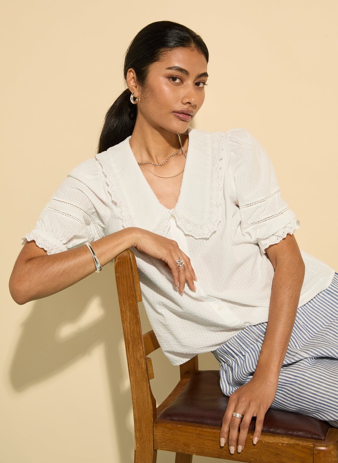 Marti Organic Cotton Broderie Detail Blouse from Baukjen