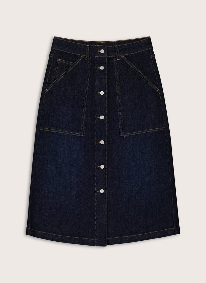 Bobbie Organic Cotton Stretch Denim Midi Skirt from Baukjen