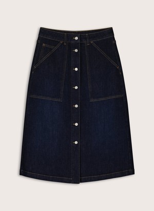 Bobbie Organic Cotton Stretch Denim Midi Skirt from Baukjen