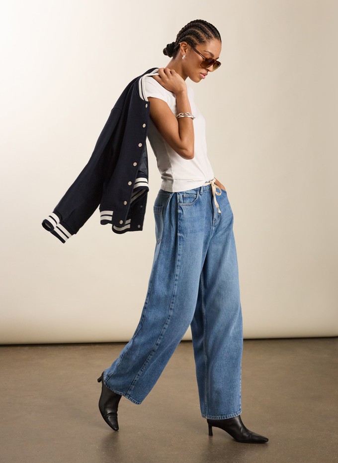 Petite Leonor Tie Front Wide Leg Jeans from Baukjen