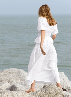 Rhoda Organic Cheesecloth Tiered Maxi Skirt from Baukjen