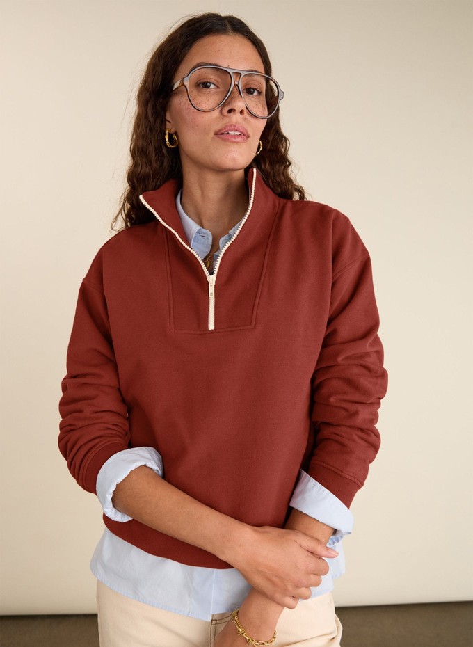 Maddox Organic Cotton Half Zip Sweatshirt from Baukjen