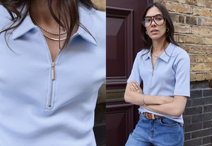 Ivy Organic Rib Zip Collar Top from Baukjen