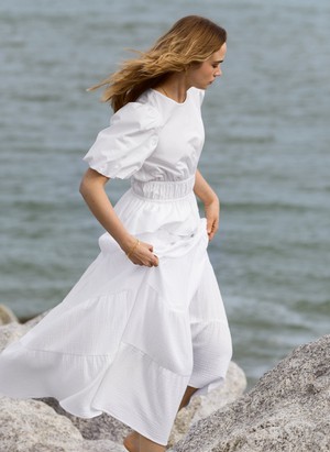 Rhoda Organic Cheesecloth Tiered Maxi Skirt from Baukjen