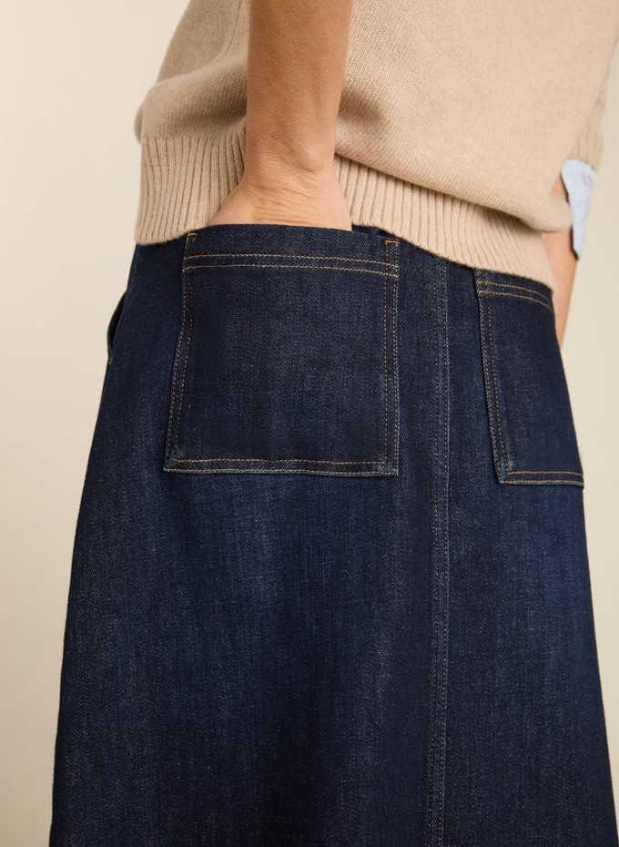 Bobbie Organic Cotton Stretch Denim Midi Skirt from Baukjen