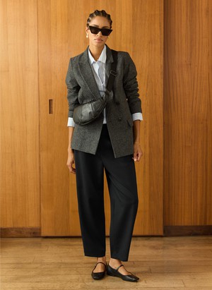 Evora Wool Blend Barrel Leg Trousers from Baukjen