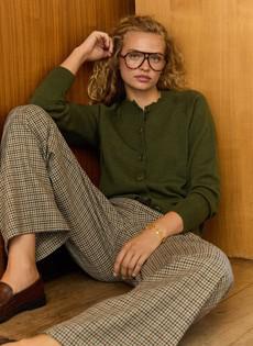 Suna Wool Blend Crew Neck Cardigan via Baukjen
