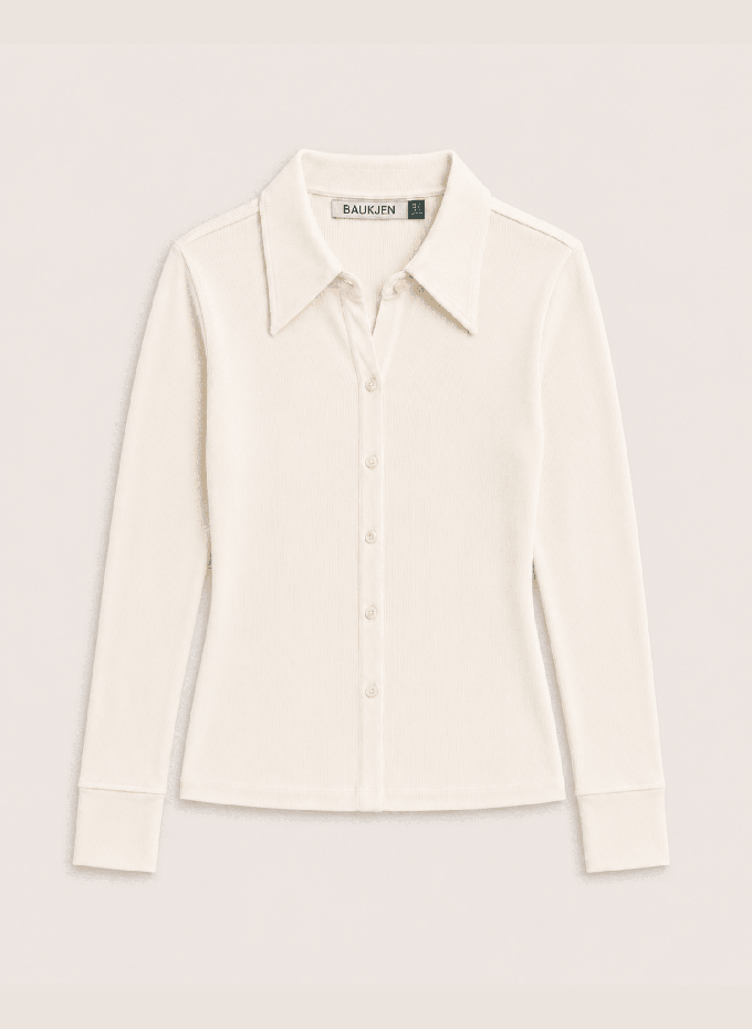 Kelly Ribbed Button-Down Top from Baukjen