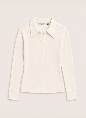 Kelly Ribbed Button-Down Top from Baukjen
