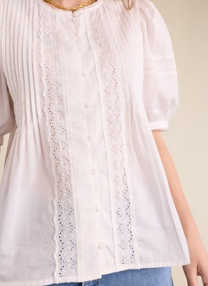 Augusta Organic Cotton Broderie Detail Blouse from Baukjen