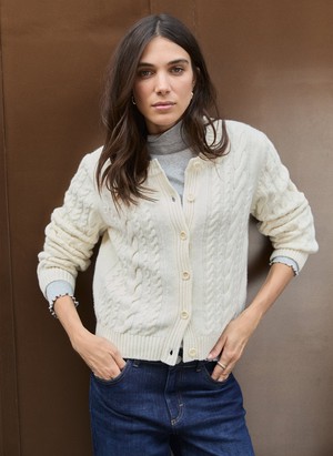 Harri Wool Blend Cable Cardigan from Baukjen