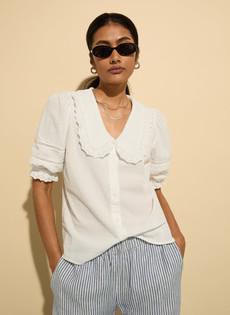 Marti Organic Cotton Broderie Detail Blouse via Baukjen
