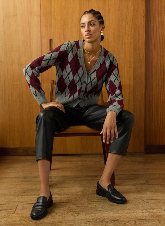 Clemence Wool Blend Argyle Cardigan from Baukjen