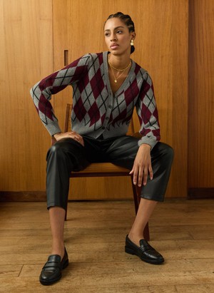 Clemence Wool Blend Argyle Cardigan from Baukjen