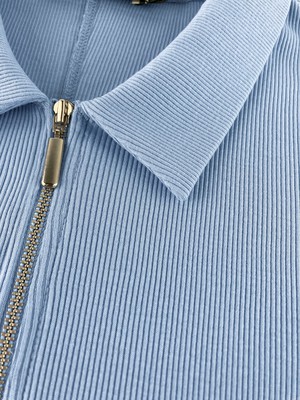 Ivy Organic Rib Zip Collar Top from Baukjen