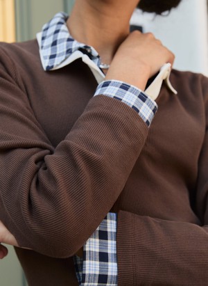 Ellison Contrast Collar Rib Polo Top from Baukjen