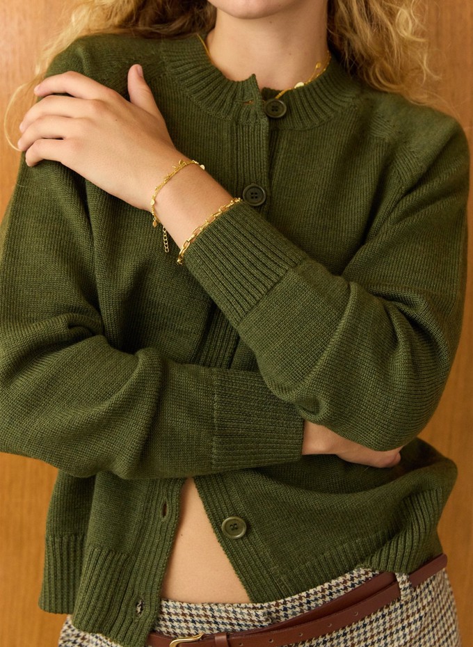 Suna Wool Blend Crew Neck Cardigan from Baukjen