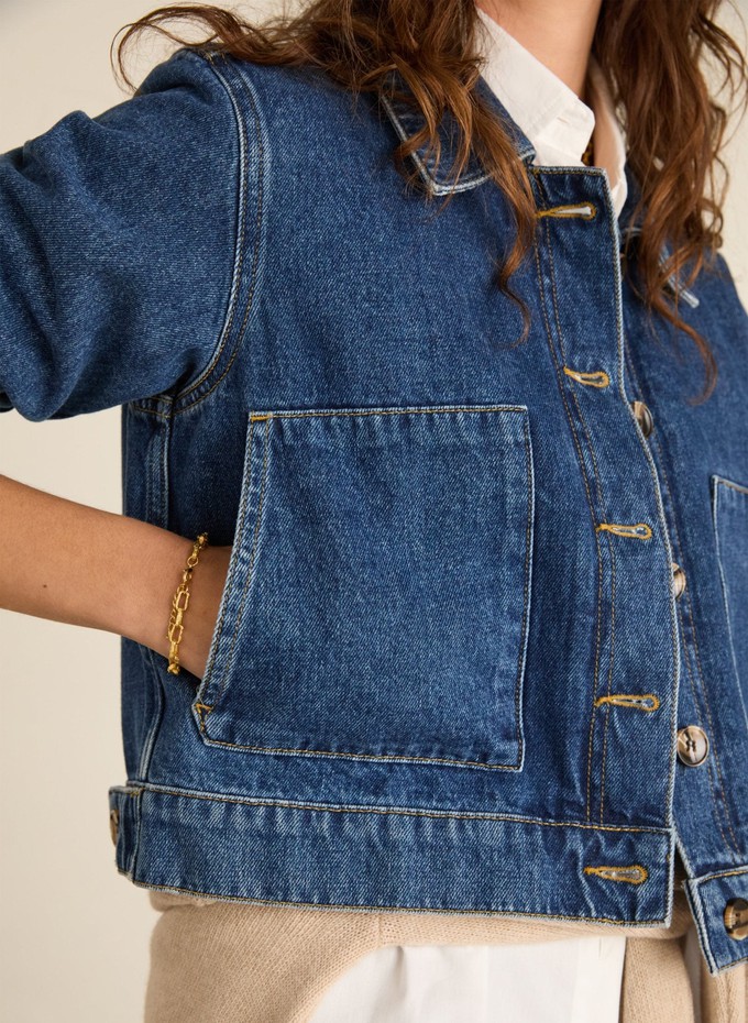 Kristi Organic Cotton Cropped Denim Jacket from Baukjen