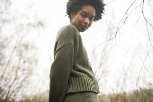 Sugi Organic Cotton Knitted Cardigan in Soft Khaki from Beaumont Organic