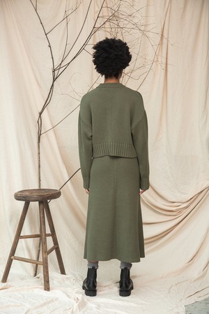 Sugi Organic Cotton Knitted Cardigan in Soft Khaki from Beaumont Organic